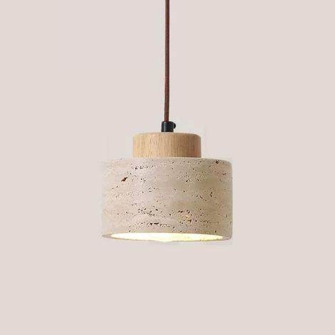 Nordischer Kronleuchter aus Naturstein, zylindrische Pendelleuchte aus Holz im Industriestil für das Esszimmer (1/5)