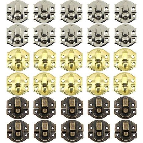 30 Pcs Antique Hasp Locking Hinges Toggle Hasp Latch Closure with Screws for Wooden Box Suitcase Jewelry Boxes
