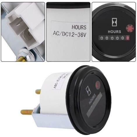 NALOOKAMIC  Compteur horaire précis 6 chiffres 12-36V DC AC Rond Quartz pour Bateau, Voire, Camion, Moteur