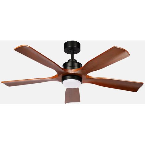 Ventilateur Letur DC 18 W Noir/Chêne 5 pales 6 vitesses 132d Éclairage optionnel 2250 lm Télécommande + Mémoire + Minuterie 3000