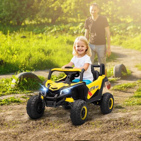 Voiture électrique enfants UTV 12 V. buggy électrique enfants avec télécommande. 96 x 61 x 56 cm. jaune (1/5)