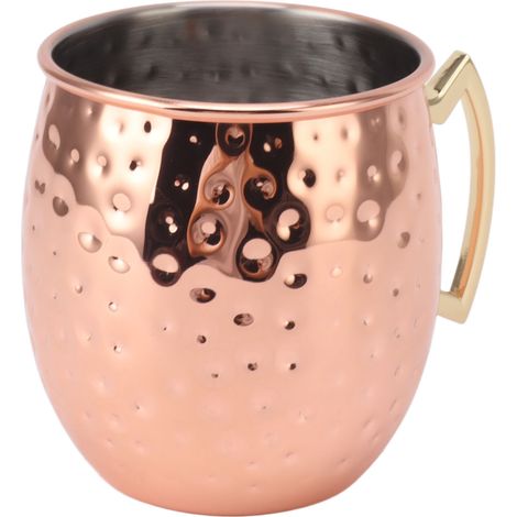 600-ml-Edelstahlbecher für Moscow Mule, geeignet für Bier und Cocktails, für die Hausbar, mit roségoldenen Punkten (1/5)