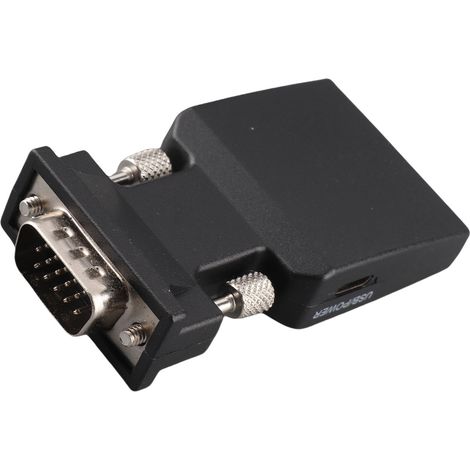 Adaptateur VGA vers HD avec câble audio 3,5 mm, connecteur VGA mâle actif vers femelle HD 1080p 60 Hz pour ordinateur portable, projecteur (1/5)