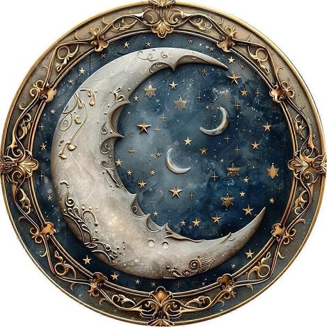 Couronne ronde métal étoiles lune 15x15 cm aluminium plaque décorative murale pour bar café bureau maison (1/4)