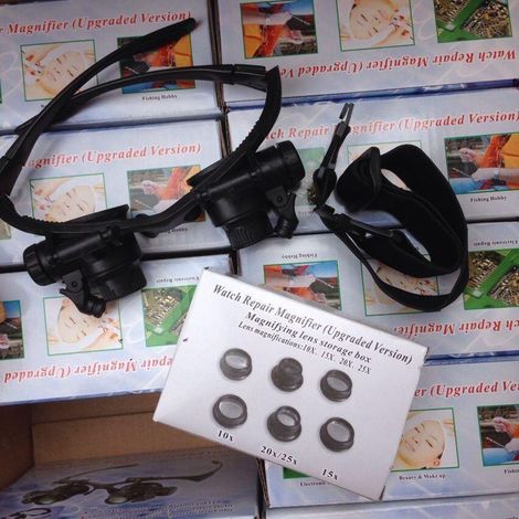 Frontmontierte Brillen mit LED-Beleuchtung für die Schmuck- und Uhrenreparatur, hohe Vergrößerung 10x, 15x und 25x. (1/5)