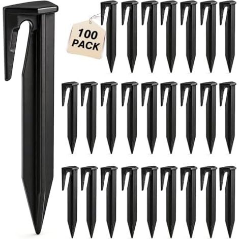 Piquets de Fixation, 100pcs Piquet Fil Robot Tondeuse, Sol en Plastique, Crochet Accessoires pour Câbles Périphériques Tondeuse Compatible Husqvarna Gardena Bosch Worx - (1/5)