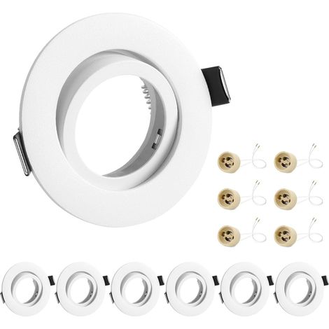 lot de 6 cadres pour spots à encastrer orientables Aluminium brossé,livré avec douilles GU10,Cadre de Montage encastré Pour lampes halogènes GU10 MR16 led module