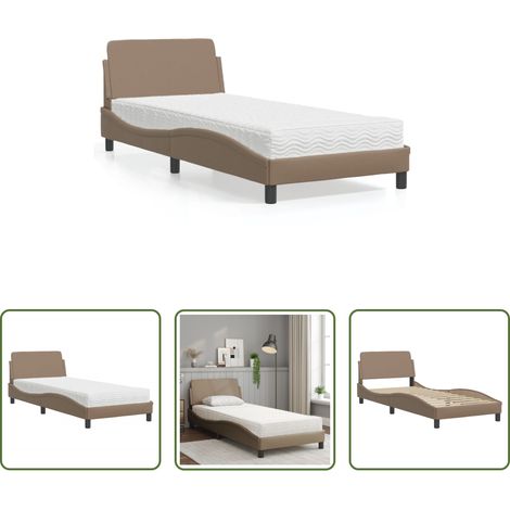 Matelas en mousse -  Lit avec matelas Dover cappuccino 90x200 cm similicuir (1/5)