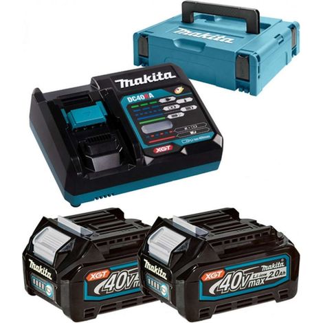 Makita - Set caricabatterie e 2 batterie 40 V XGT 2,0 Ah 191V07-0