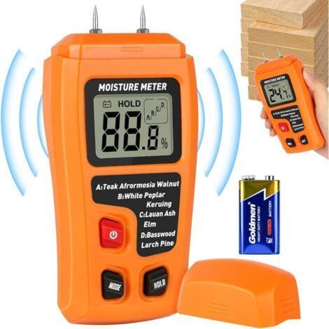 Digital Moisture Tester Pin Moisture Meter, LCD Display with Backlight for Measuring Moisture Content of Wood (1/5)