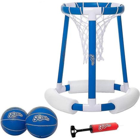Panier de basket flottant pour piscine  Comprend un panier, 2 ballons et une pompe. Jeu de basket gonflable pour piscine. (1/4)