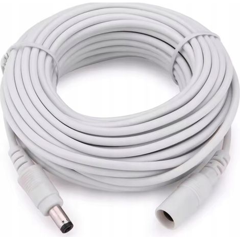 Weißes 10 m langes Stromverlängerungskabel für DC 5,5 mm Kameras (1/5)