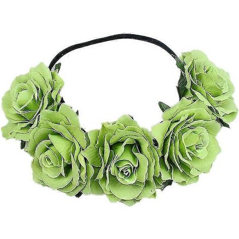 Couronne de roses, guirlande de fleurs, bandeau, accessoire de tête pour mariage et festival (rouge) (d-583-a)-green