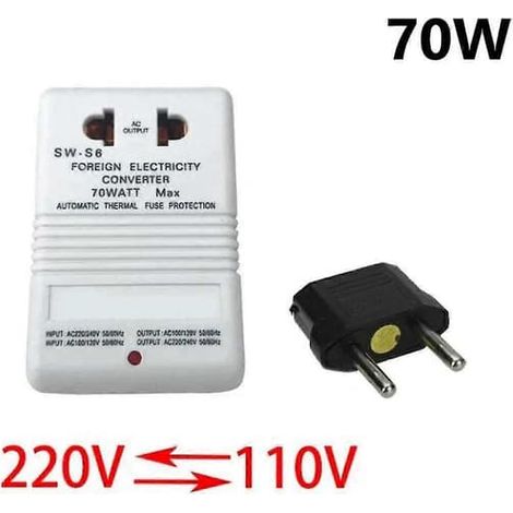 Transformateur de puissance intensifié 70W, 110V/120V jusqu'à 220V/240V, adaptateur de puissance double, contact EU