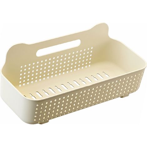 Étagère de douche murale en polypropylène sans perçage, robuste et multifonctionnelle, couleur crème, taille L. (1/5)