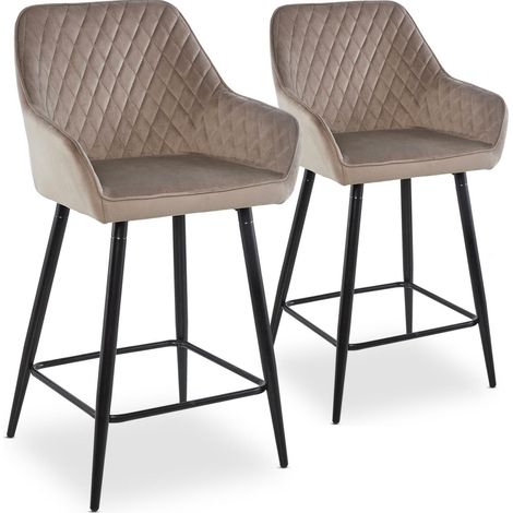 Lot de 2 chaises de bar Veronika Velours Taupe
