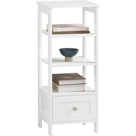 SoBuy Tavolino comodino alto con cassetto e ripiani Tavolino divano L30xP28xA74cm FBT91-W
