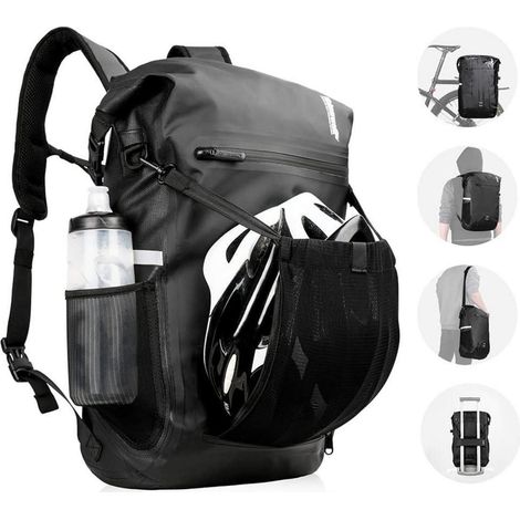 3-in-1 Fahrradtasche wasserdicht 22-25L Rucksack Umhängetasche mit Helmnetz & Laptopfach (1/5)