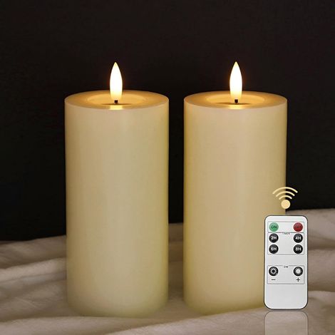 Set 2 candele LED decorative cera beige 15 cm con telecomando (1/5)