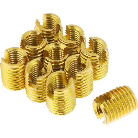 Lot de 10 inserts filetés autotaraudeurs M8 x M5 en acier inoxydable 302, type fente, pour la réparation de filetages. (1/5)