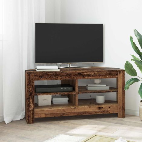 Vidaxl – Meuble TV d'angle en bois d'ingénierie – Dimensions 102 x 40,5 x 45 cm – Design moderne et épuré – Rangement optimisé pour salon