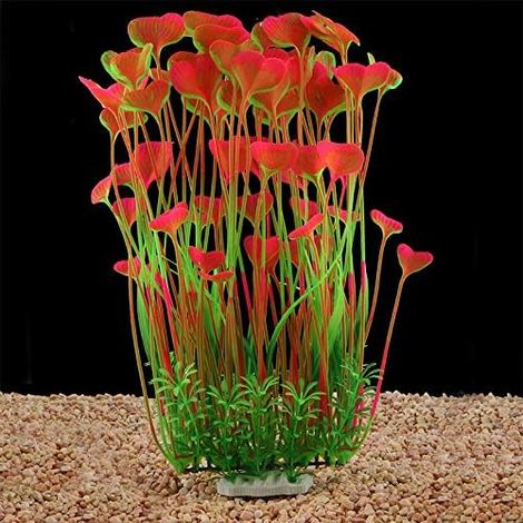 LANGRAY Große künstliche Aquarienpflanzen aus Kunststoff für die Dekoration von Aquarien, sicher für alle 40 cm großen (18 cm) breiten Fische (1/5)
