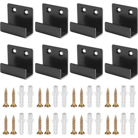 Dailygoods – U-förmige Halterungen – 8 Stück – Schwarzes Metall – Wandmontage – Spiegelaufhänger – Platzsparend – Geeignet für Garagen/Keller – Haken (1/5)