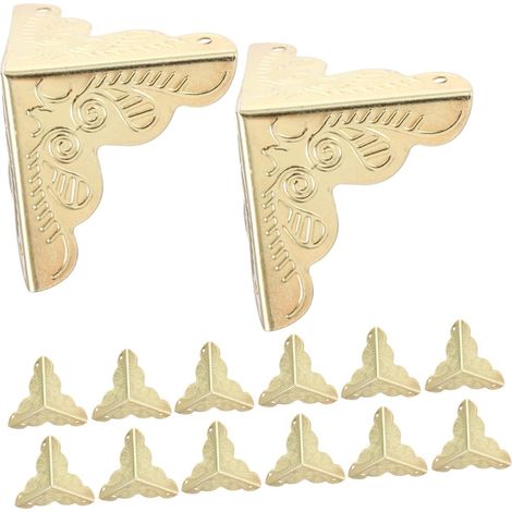 24 protections d'angle en métal doré antique avec clous pour meubles (1/5)