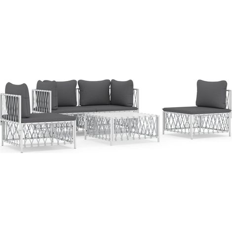Maison Exclusive - Set Salotto da Giardino 5 pz con Cuscini in Acciaio Bianco (1/5)