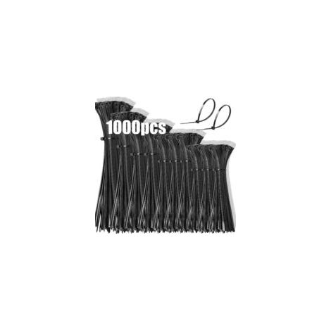 Lot de 1000 colliers de serrage - 100/150/200/250/300 mm - Noirs, résistants aux UV, aux températures extrêmes et aux produits chimiques - Colliers de serrage haute résistance