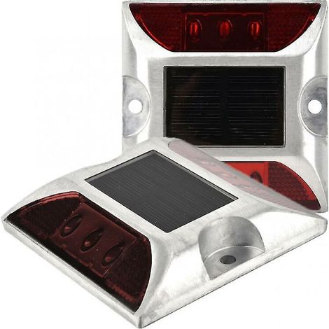 RGE Réverbère solaire à LED Feu de signalisation routière Feu de guidage au sol à goujon de route (2pcs rouge) (1/3)