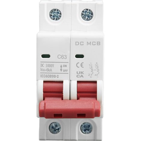 Gleichstrom-1000V-63A-Doppelpol-Leistungsschalter, 6000A Abschaltvermögen, für den elektrischen Schutz im Haushalt