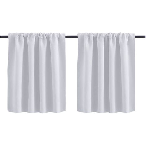 2 rideaux courts blancs pour cuisine 40x60 cm Rideaux couleur café en imitation lin, tamisant la lumière pour petites fenêtres, salles de bains et sous-sols (1/4)