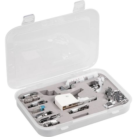 15pcs Pieds Presseurs pour Machine à Coudre Ensemble Marche Pied kit pour Machine À Coudre Domestique Singer (1/5)
