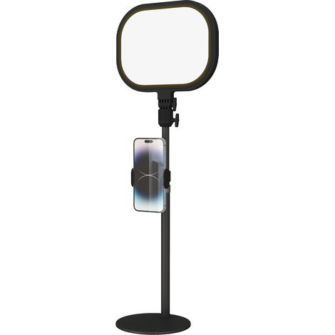 LED-Schreibtischlampe, 5 Farbmodi, 10 Helligkeitsstufen, USB-Anschluss, Timer, Handyhalterung, schwarz