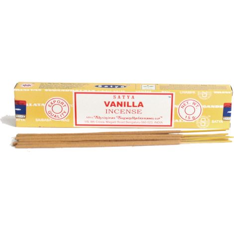Bastoncini di incenso alla vaniglia Satya, 15 g, erbe aromatiche (1/3)
