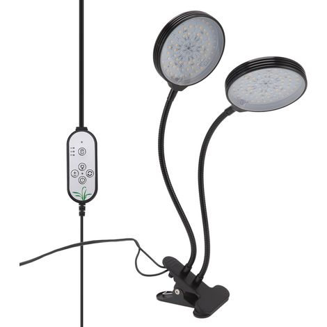 Lampe de culture LED 30W double tête, minuterie 5 niveaux d'intensité, étanche, USB, pince pour plantes (1/5)