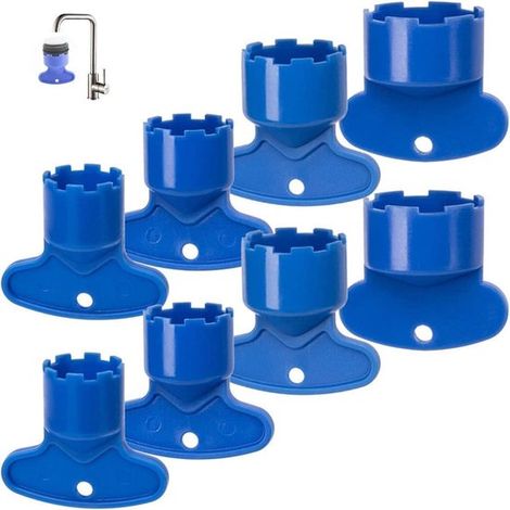 Set di 8 aeratori per rubinetto con strumento di rimozione: 8 aeratori di ricambio, chiavi per gli aeratori, chiavi di rimozione e strumenti adatti per rubinetti da lavabo (16,5 mm, 18,5 mm, 21,5 mm, (1/5)