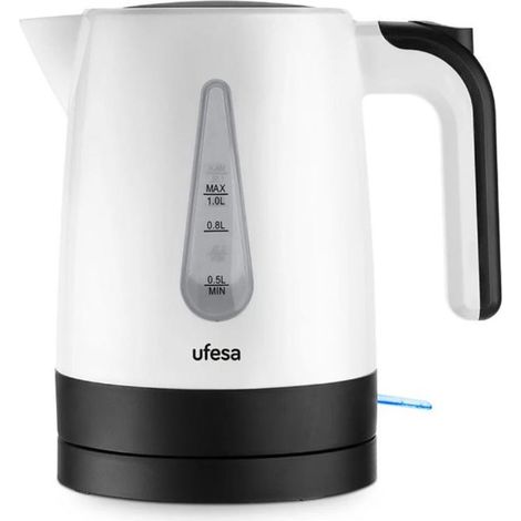 Hervidor de Agua 1L 1200W UFESA CANYON Negro, Blanco
