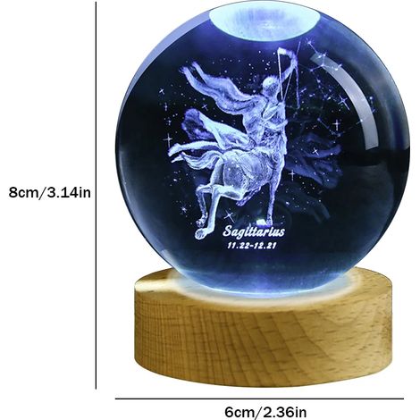 Veilleuse boule de cristal (lumière froide), lampe sculptée en 3D, décoration intérieure (1/2)