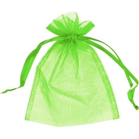15cm Green Organza Gift Bags, 10 Pack Drawstring Pouches for Favours and Treats (1/3)