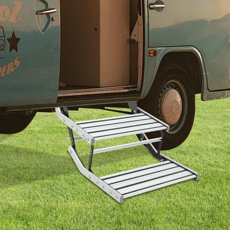 2 Stufen Wohnwagen Caravan Boot Camping Doppel Trittstufe Tritt Einstieg Treppe (1/5)