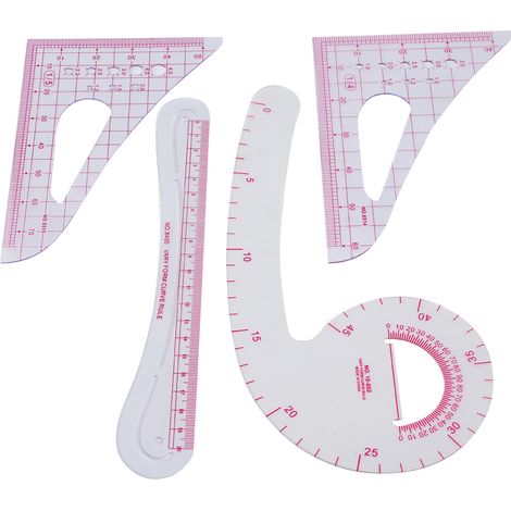 Règle de couture courbe 4 pièces, outil multifonction pour gradation et patronage de vêtements (1/5)