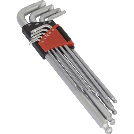 Sealey Premier Imperial Lock-On&trade Extra-Long Ball-End Hex Key Set 9pc AK7181 (1/2)