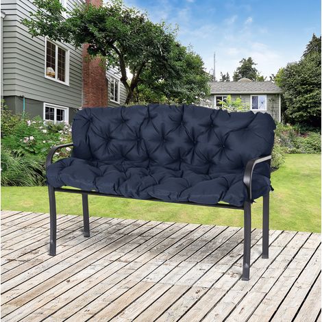 Bankkissen 150 x 98 x 8 cm mit 6 Bändern, Polyester, Dunkelblau HAVRYA (1/5)