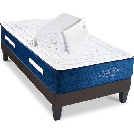 Ensemble Matelas Dolce Vita Ressorts ensachés Accueil mémoire + sommier + accessoires - 80 x 200 cm (1/5)