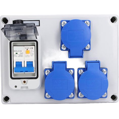 Prise murale double standard allemande 200-250V avec dispositif différentiel résiduel 230V 40A 1P+N. (1/5)