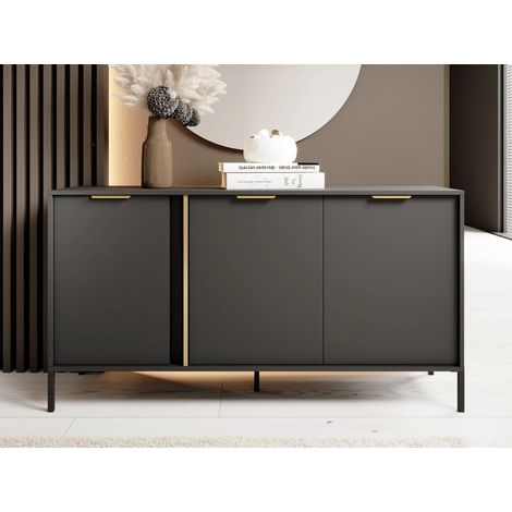 AX LIVING Catanian 153 3T anthrazit graues Sideboard 153,1cm, Breite