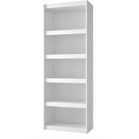 Etagère, bibliothèque haute murale en bois coloris Blanc - longueur 71 x profondeur 33 x hauteur 182 cm