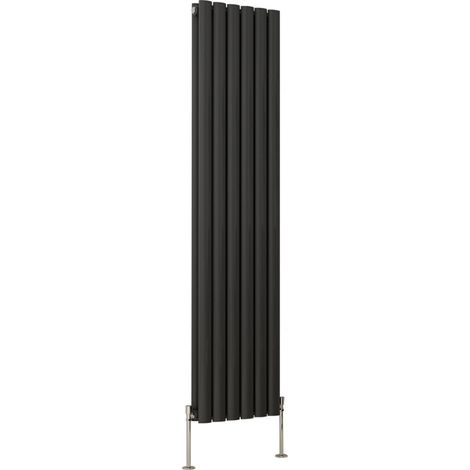 Anthracite Oval Column Designer Radiator Central Heating Rads with Angle Square Valve Vertical Double 1600x354mm (1/2)